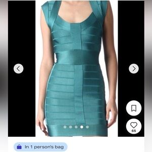 French Connection Teal Panel Bandage Midi Dress